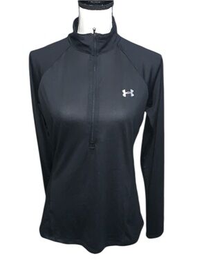 Under Armour Black Women's Long-Sleeve 1/4 Zip Training Top Heatgear Loose
